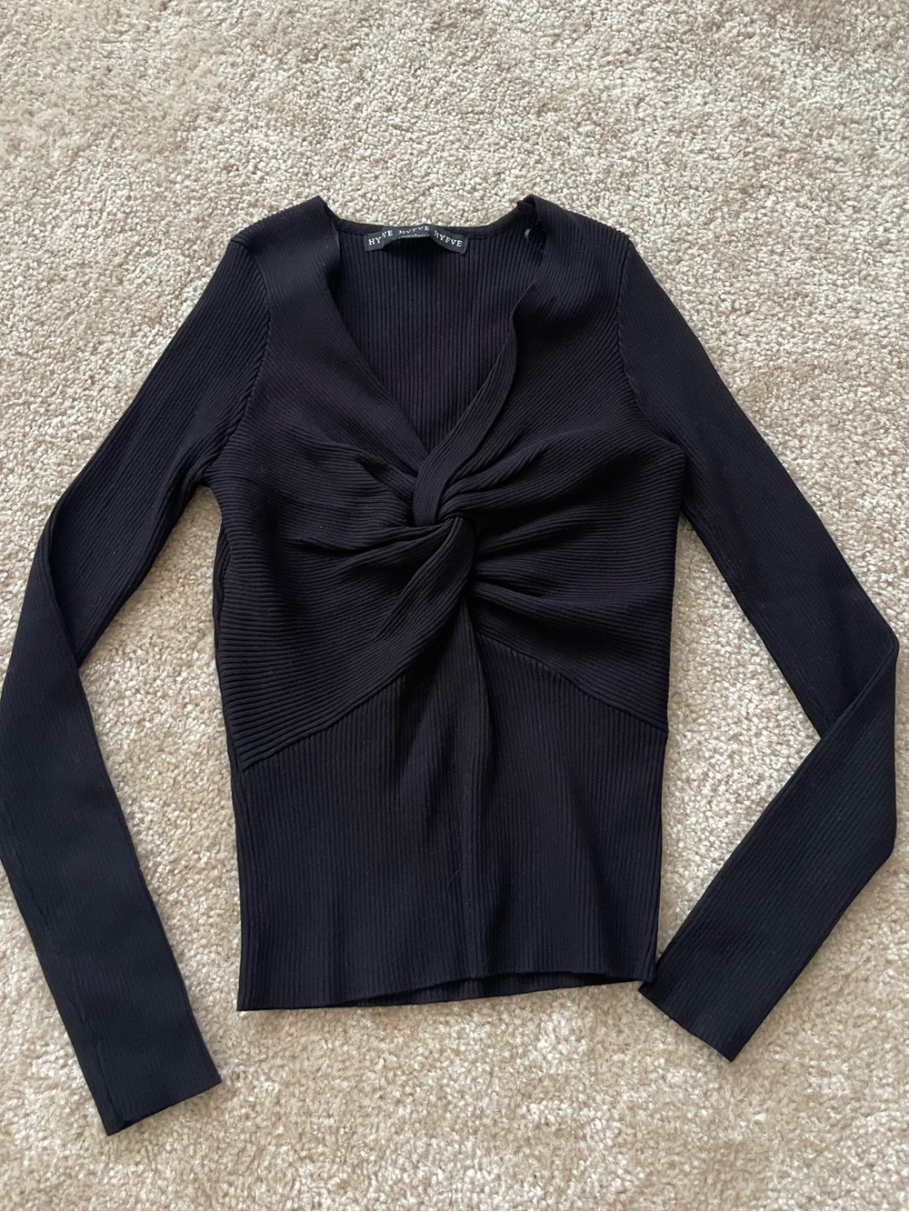 Hyfve Black Long Sleeve Twist Top Womens Size Medium